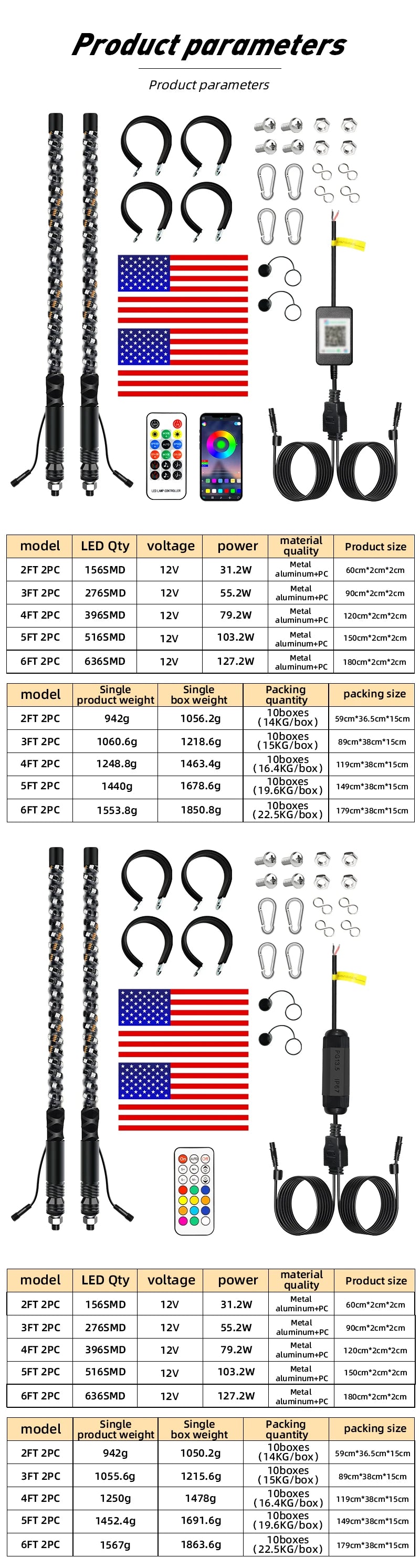 Látigo LED RGB Frontera™ RZR, CAN-AM