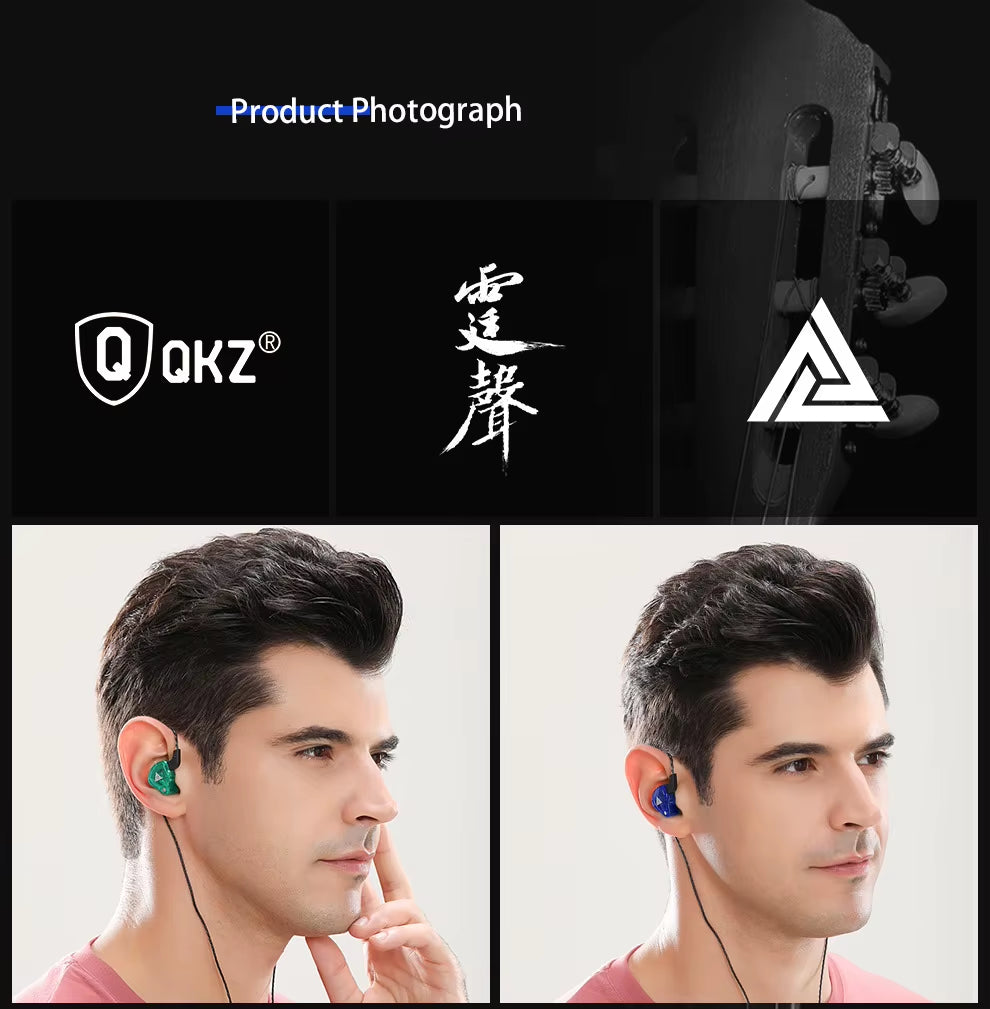 QKZ AK6 Wired Headphones Dual Drive Hifi Earphone with Microphone 3.5Mm Sport Running Music Earbuds Bass Stereo Headset Original